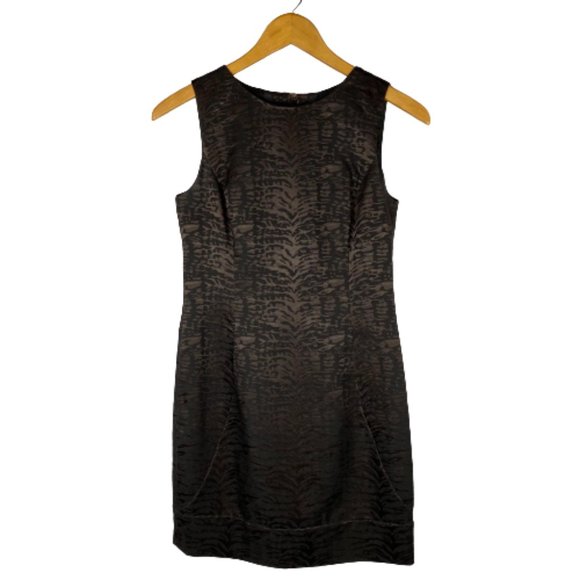 MICHAEL KORS Metallic Black Brown Zebra Print Sheath Dress - Picture 1 of 14
